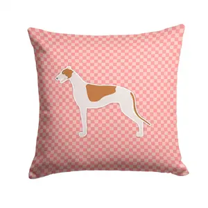Greyhound Checkerboard Pink Throw Pillow - 14x14 Decorative Pillow – Art for Your Home & Patio BB3605PW1414