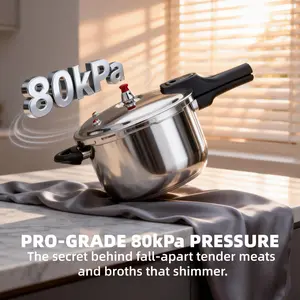 24cm 6.34QT Stainless Steel Pressure Cooker, 6L Large Capacity Explosion-Proof Pot