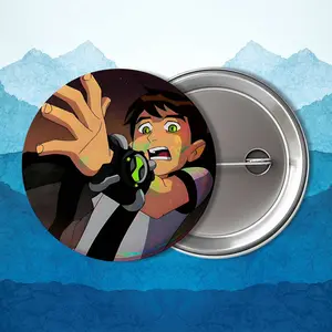 Art Alien Force B-Ben 10 Cool Round Exquisite Badge Brooches Creative Pins For Clothes Hat Backpack Gift Accessories