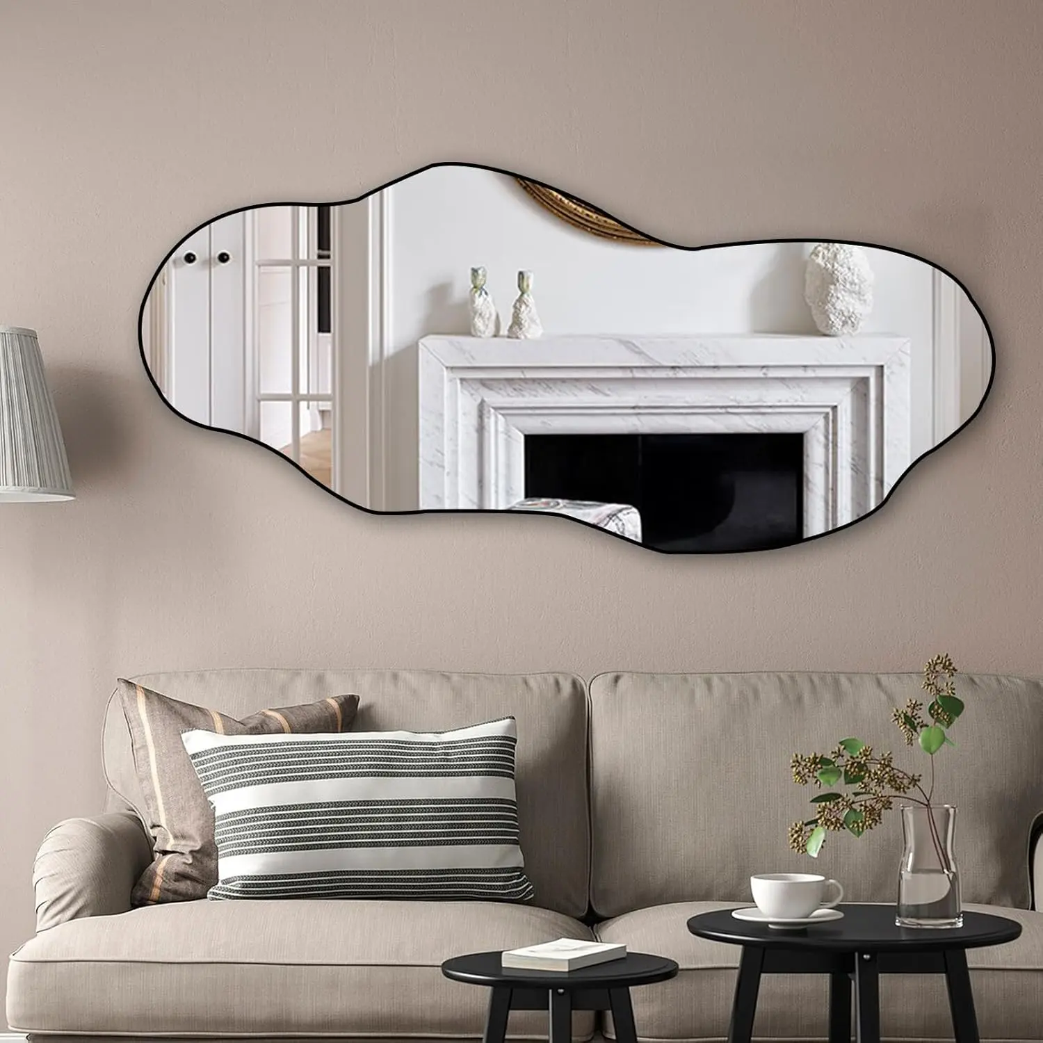 Irregular Wall Mirror, Large Asymmetrical Mirrors, .2"x21" Cloud Shaped Mirror, Modern Decorative Mirror for Entryway Living Room Bedroom Bathroom