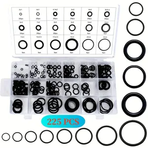 Rubber O Ring Set, 225pcs/set O Ring Sealing Kit with Storage Box, Flat Ring Sealing Kit for Car, Home, Office, Garage, Parts