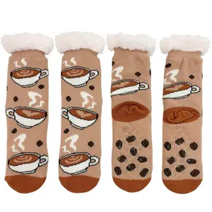 Cozy Moments Coffee and Coffee Beans Sherpa Socks