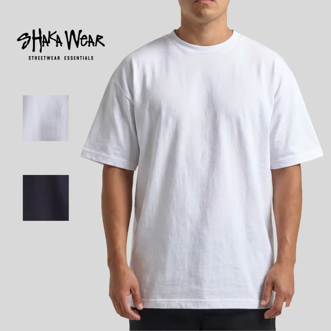 Shaka Wear Men's Active T-Shirt, 6.0 oz Heavyweight 100% USA Cotton, Classic Fit Casual Athletic Basic with Short Sleeves, Basic Style, Short Sleeves For Airflow, Yarn, Classical Men's Short-Sleeve T-Shirts