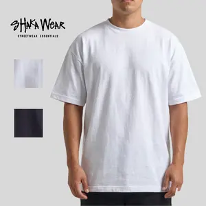 SHAKAWEAR 6.0 oz Active Short Sleeve T-Shirt Black/White Classic Fit Medium Length 100% USA Cotton Summer Tee