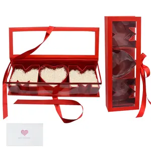 2pcs Empty Flower Gift Box MOM Cardboard Letter Shaped Fillable Chocolate Strawberry Candy Packaging (MOM Red/Black)
