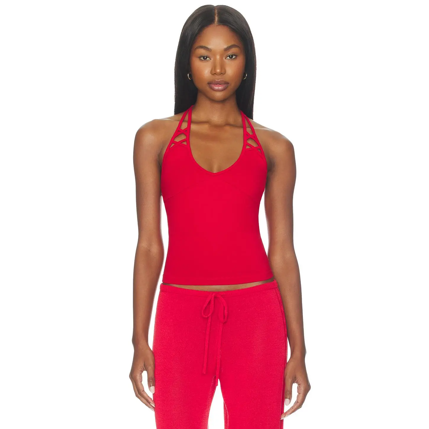 Frankies Bikinis X JENNIE Nora Cotton Jersey Halter Top in Roses