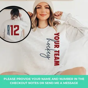 Custom Hockey Sweatshirt, Personalized Hockey Mom Shirt, Game Day Hockey Hoodie, Name and Number Hockey Sweatshirts, Hockey Dad Shirts