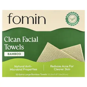 fomin Clean Facial Towels, Bamboo, Extra Large, 50 Towels