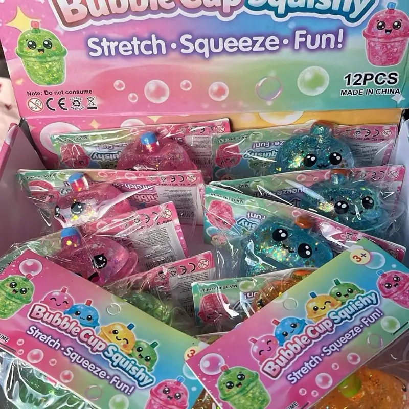 Boba Squishy Toy, Soft Stress Relief Fidget Toy for Kids