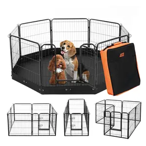 VEVOR 8-Panel Foldable Metal Dog Playpen with Storage Bag and Pad, Ideal Father's Day Gift for Poodles, Poodle