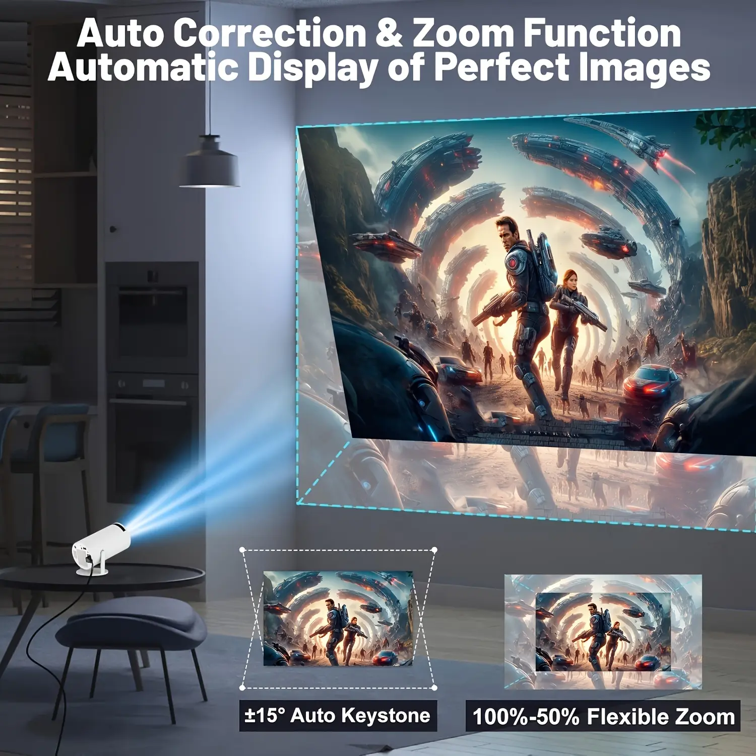 Salange HY300 Ultra Projector Update HY300 4K Android11 Wifi6 Allwinner H713 BT5.4 1080P 1280x720P Home Theater Outdoor Portable with Auto Correction & Zoom Function 5G WiFi 6 Connectivity