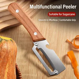 2 PCS 2-in-1 Fruit & Veggie Peeler with Bottle Opener Sharp Stainless Steel Wooden Handle Ergonomic Non-slip Design for Comfortable Grip