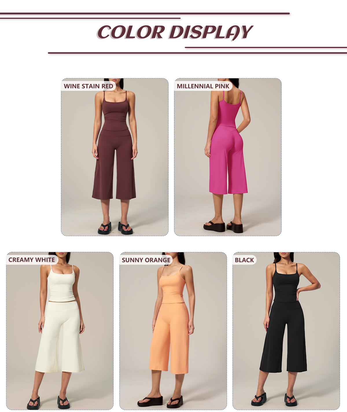 TIMEOFF Women's 2‑Piece Adjustable Strap Workout Set - V‑Shape Back Cami & High Waist Cropped Wide Leg Capris, Stretchy Breathable Fabric, 5 Colors | Waist Shaping, Tummy Control, Non‑Restrictive Fit | Ideal for Yoga, Casual Wear & Daily Loungewear TIMEOFF Women's 2‑Piece Adjustable Strap Workout Set - V‑Shape Back Cami & High Waist Cropped Wide Leg Capris, Stretchy Breathable Fabric, 5 Colors | Waist Shaping, Tummy Control, Non‑Restrictive Fit | Ideal for Yoga, Casual Wear & Daily Loungewear