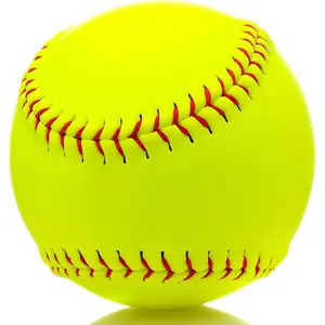 Fastpitch Softballs Yellow Unmarked Leather Covered Training Ball for Sports Practice Games and Training