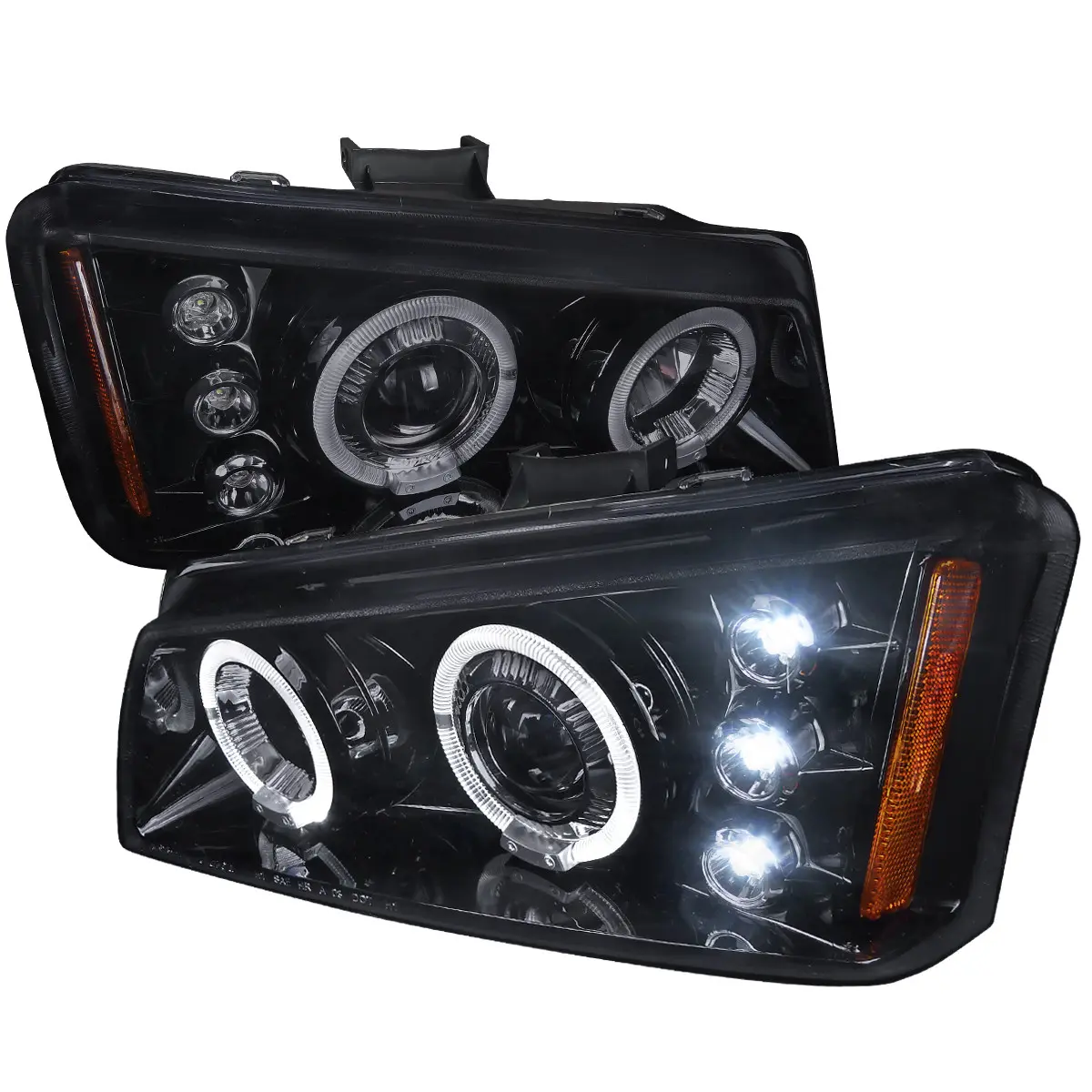 2002-2006 Avalanche/ 2003-2007 Silverado Dual Halo Projector Headlights (Glossy Black Housing/Smoke Lens)