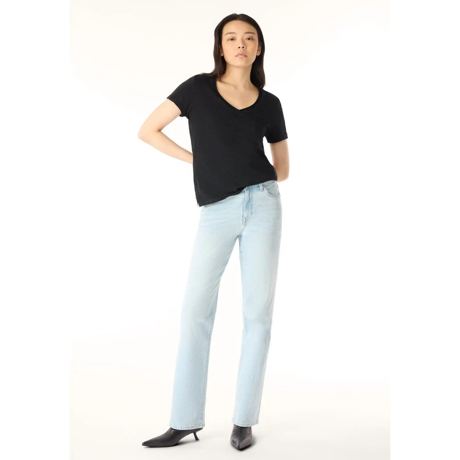 Mariah Women's Mid Rise Straight Jeans, Light Vintage - BL16206