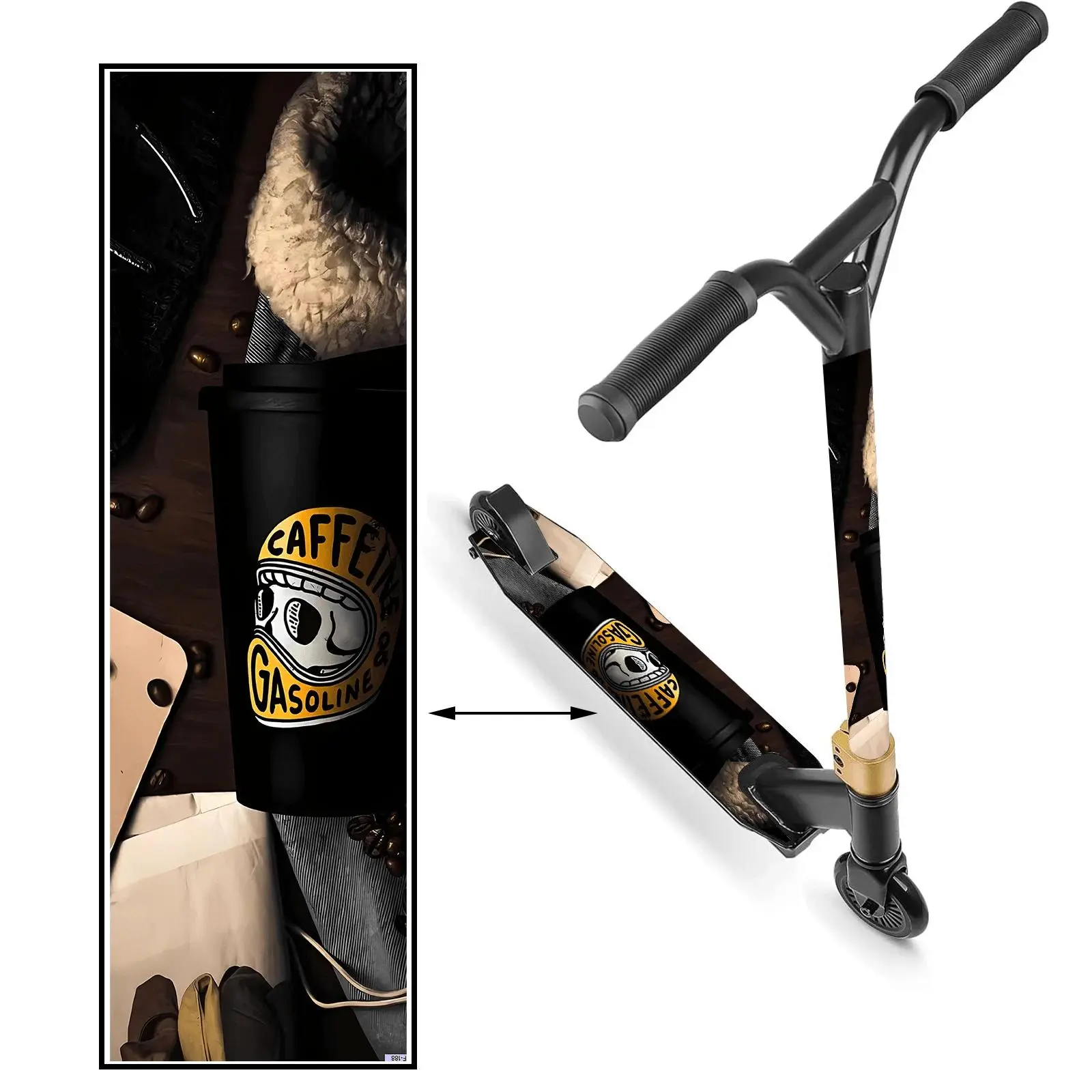 A themed coffee cup scooter sticker, decorative sticker for scooters, made of non-slip PVC material, easy to install, suitable