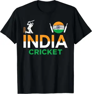 100% Cotton Fashion Garment India Cricket Flag Tee For Lovers Of Cricket Game Cricketers T-Shirt men and women can wear