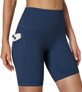 Women's High Waisted Biker Shorts with Side Pockets | Tummy Control Compression Workout Shorts for Yoga Gym Running Shorts Women Tummy Control 8" Workout Gym High Waisted Running Yoga Compression Spandex Shorts Women with Pockets