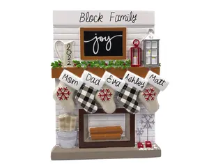 Christmas ornament with pet dog or cat and fireplace mantel, personalized as a gift for 2022, family stocking