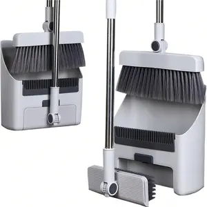 3 in 1 Broom and Dustpan Set, 1 Set Durable Brooms for Sweeping Indoor and Outdoor, Long Handle Broom and Dustpan Set, Push Broom Heavy-duty for Home Bathroom & Kitchen, Cleaning Tools