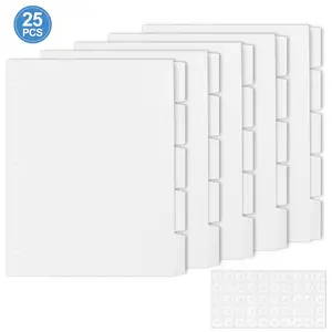 Binder Dividers with Tabs 25P, Blank Write On Dividers for 3 Ring Binder, Letter Size, 3 Hole Punched Binder Tabs for Office, School and Home