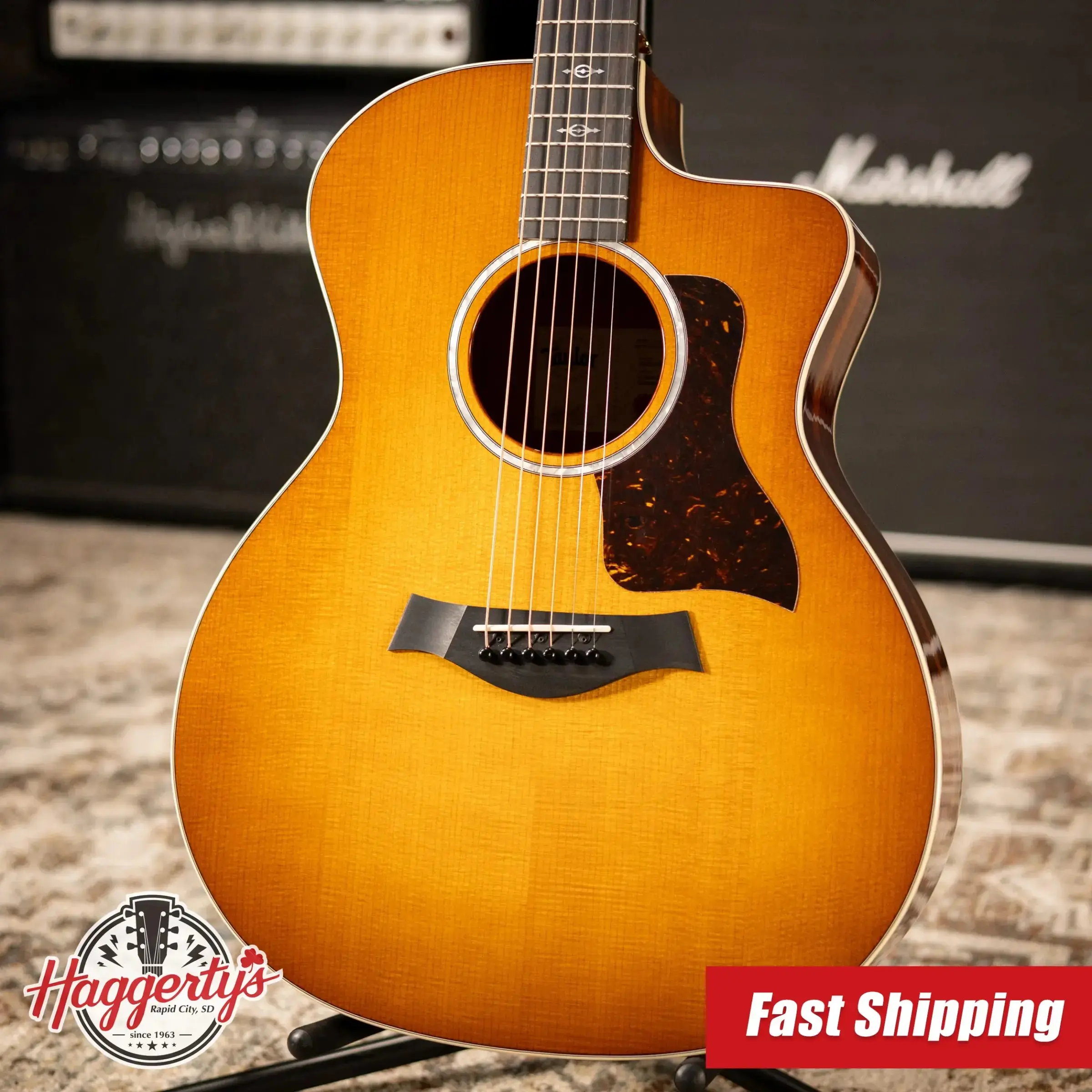 Taylor 214ce-K DLX Special Edition Grand Auditorium Acoustic/Electric Guitar - Honeyburst with Hardshell Case