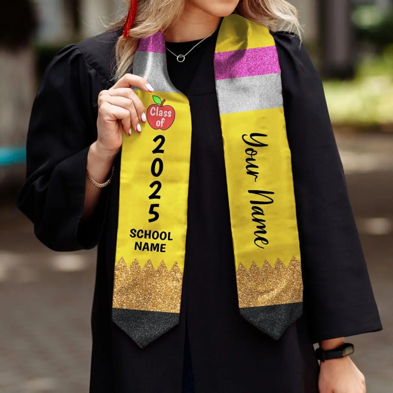 Custom Teacher Graduation Stole Class Of 2025, Teacher Stole 2025,Teacher Stole, Pencil Stole Graduation For Teachers, Sash For Teacher UGS2