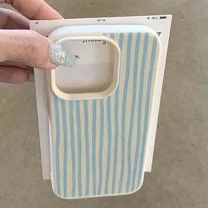 Blue Curved Line Pattern Phone Case, Full Body Protective Shockproof Tpu Cover, Fits iPhone 11/12/13/14/15/15 Pro/15 Plus/15/16/17 Pro Max