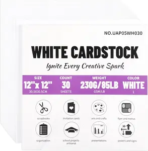 30 Sheets White Cardstock - 12 x 12 Heavy Weight 230g/85lb Cover Card Stock Paper  for Scrapbooking, Crafts, Business Cards UAP05BK