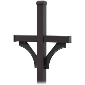 Deluxe 2 Sided In-Ground Mounted Mailbox Post for Two Mailboxes, Black