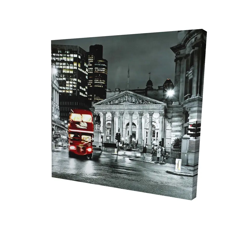 212 MAIN Artistic Minimalist Grayscale Pantheon & Red Bus Cityscape Hangable Print, 24x24 in Urban Chic Modern Home Decor - Bedroom Building Decoration, Decor Inspo, Easy Install Poster