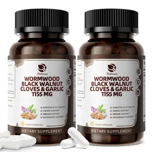 16-in-1 Wormwood Black Walnut Capsules(2bottles), Digestive Health with Clove Garlic Turmeric,