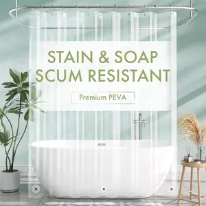 Shower Curtain, Clear Shower Curtain with Magnets, Bathroom Accessories, Bathroom Decor, Home Supplies, Bathroom Accessories, Bathroom Decoration Accessories