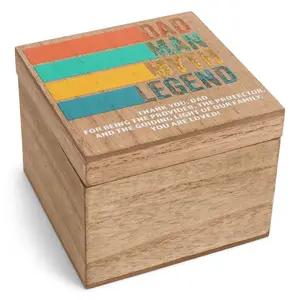 360 stand Traditional MDF Square Wooden Memory Storage Keepsake Box - 4x4 in, Removable Lid, Personal Organizer, Thank You Dad Gift Home Organizer, Wood, Organizer Storage Boxes