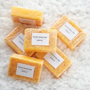 4PCS Turmeric Lemon Soap Set, 100g Each, Ideal for Face Body Hand Cleansing, Rich Foam, Deep Cleaning & Skin Softening, Handmade Essential Oil