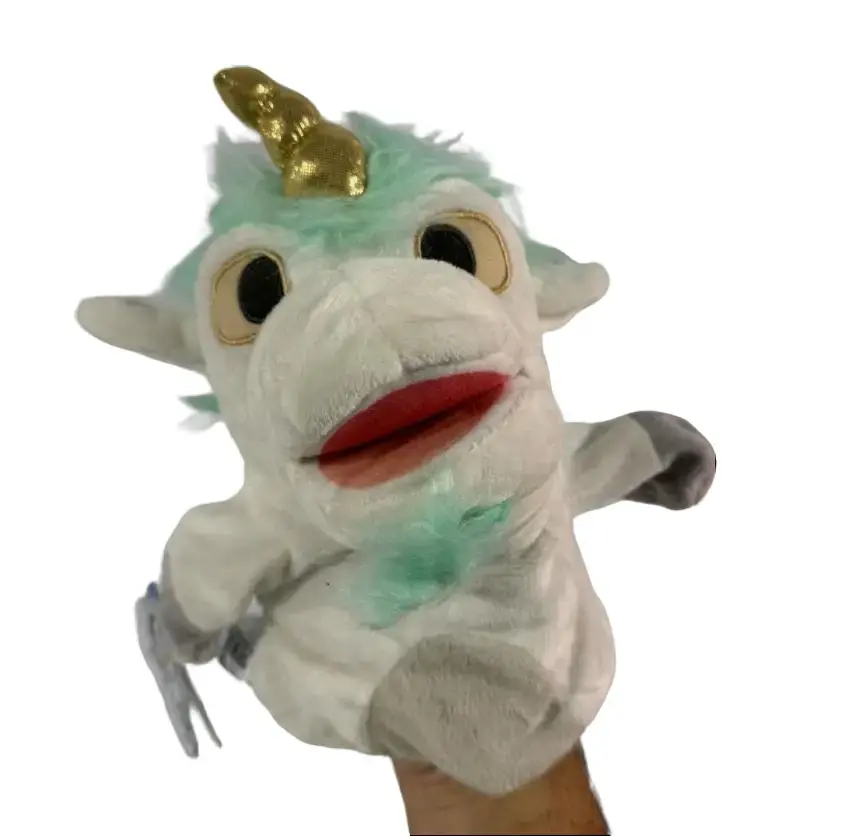 Bluey Unicorn Hand Puppet, Anime Look Polyester Fiber Stuffed Toy with Audio Play, Collectible Gift for Ages 10+ Kids
