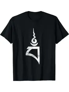 Valarokini Buddhist Meditation Falun Tibet BAM Yoga Symbol T-shirt 180g, Black Friday, outdoor inspired, summer essential, fade-resistant, all-day comfort, for students, Thanksgiving