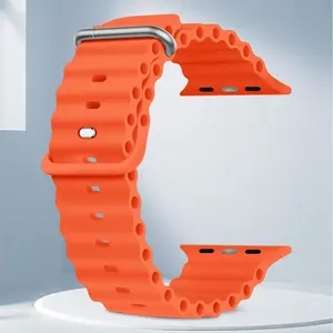 Ocean Band Compatible with Apple Watch Ultra, Fits 49mm/46mm/45mm/44mm/42mm, Adjustable Silicone Sport Strap, Smart Watch Straps, Smart Watch Accessories, Iwatch Series 1-11/se, Smartwatch Accessories