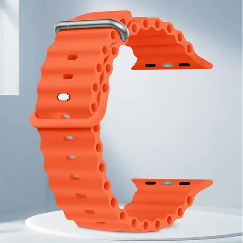 Ocean Band Compatible with Apple Watch Ultra, Fits 49mm/46mm/45mm/44mm/42mm, Adjustable Silicone Sport Strap, Smart Watch Straps, Iwatch Series 1-11/se, Smartwatch Strap, Smart Watch Accessories (Band Only)