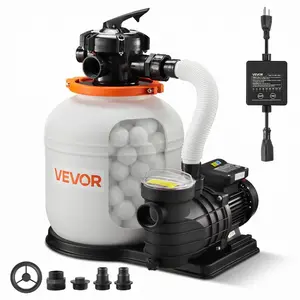 VEVOR FlashPure Sand Pump, 14 in for Above Ground Pool, 0.75 HP 3500 GPH, Swimming Pool System with Timer, 6X Faster Filtration, Media Installed, Leak-Resistant, Ready to Use Out of Box