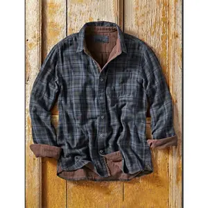 [50% off only for today]Men's [Today's 50% Off Discount] Woven Vintage Plaid Shirt - Heavyweight Cotton Workwear with Reinforced Stitching |     Retro Checkered Flannel Shirt for Outdoor Adventures, Rugged Casual Button Up with Triple-Stitched Pockets
