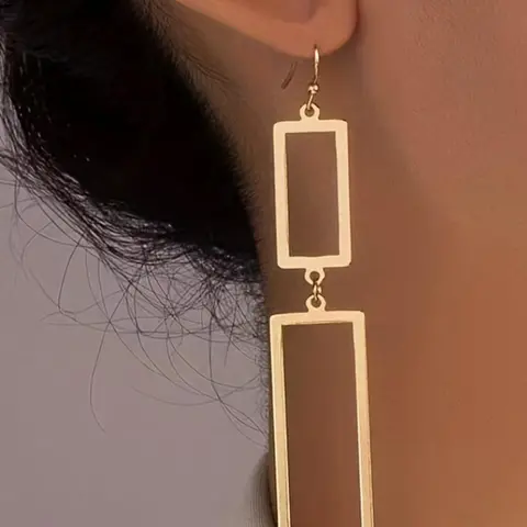 1 Pair Fashionable Geometric Design Hollow out Dangle Earrings, Casual Trendy Jewelry for Women, Alloy Matching Accessories for Daily Use, High Quality Earrings, Trendy Jewellery Accessories