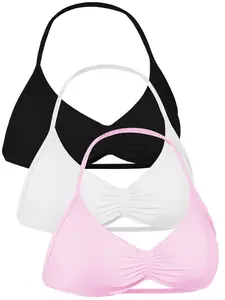 Women's Solid Color Strappy Sports Bra, Breathable Comfortable Backless Padded Impact Strappy Bra, Quick Drying Running Fitness Sports Bra