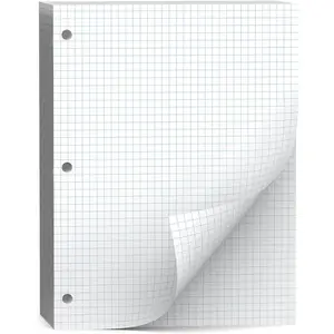 120 Sheets Loose Leaf Graph Paper 8 x 10.5 Inch, 4x4 Quad Ruled 3 Hole Punched Filler Notebook Graphing Paper for Business Home School