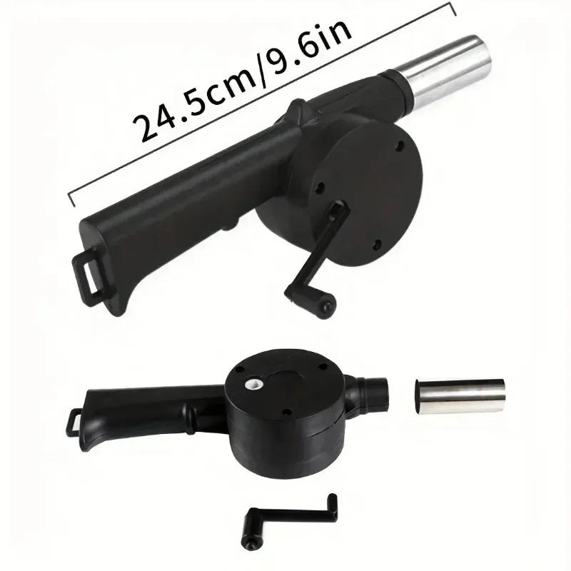 Outdoor Manual Air Blower Portable Hand Cranked Fan Hair Dryer for Camping Picnicking Barbecue Ignition Cooking Assistance Tools