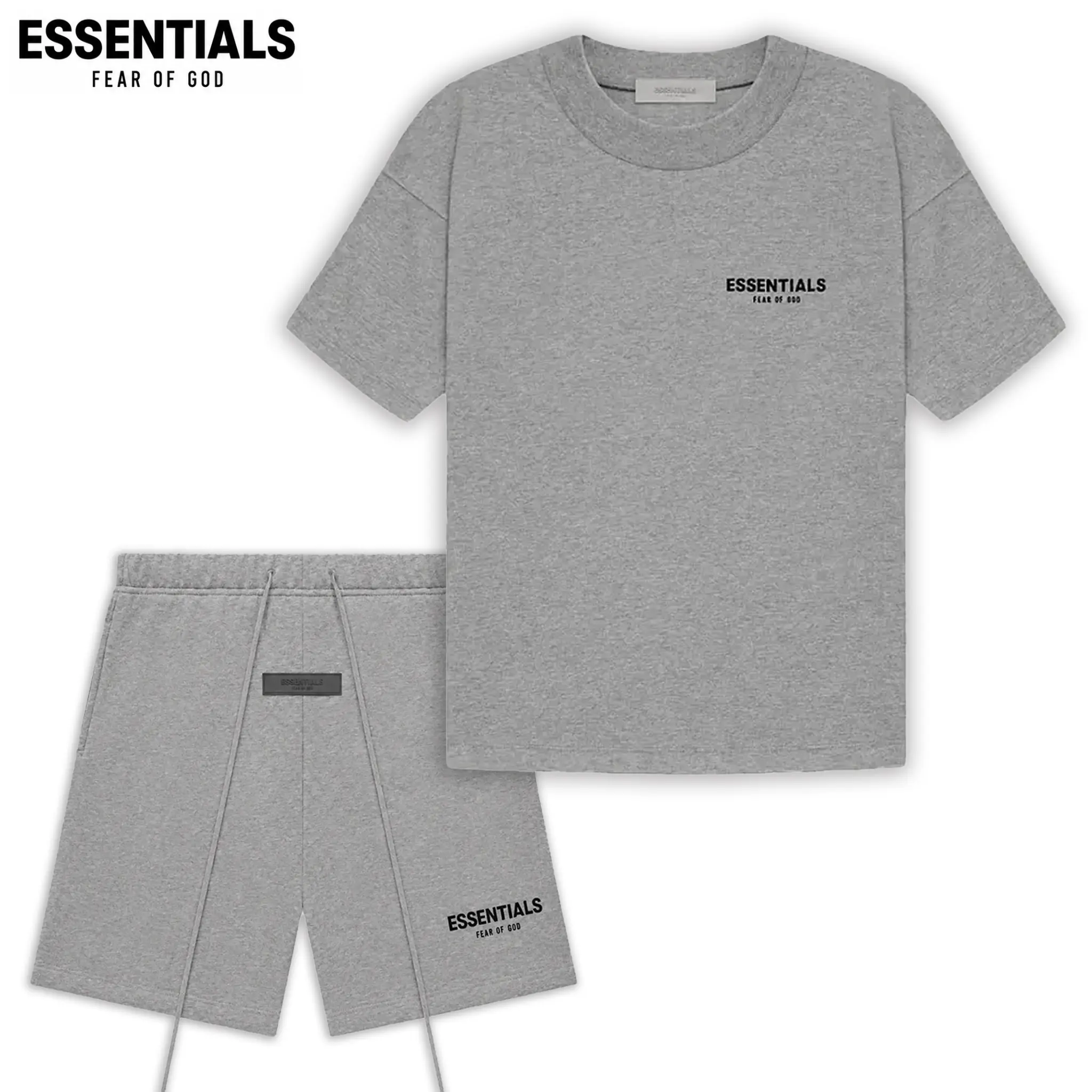 2-Piece Set Fear of God Essentials T-Shirt & Shorts Relaxed Fit Casual Streetwear Outfit, Soft Everyday Summer Matching Set