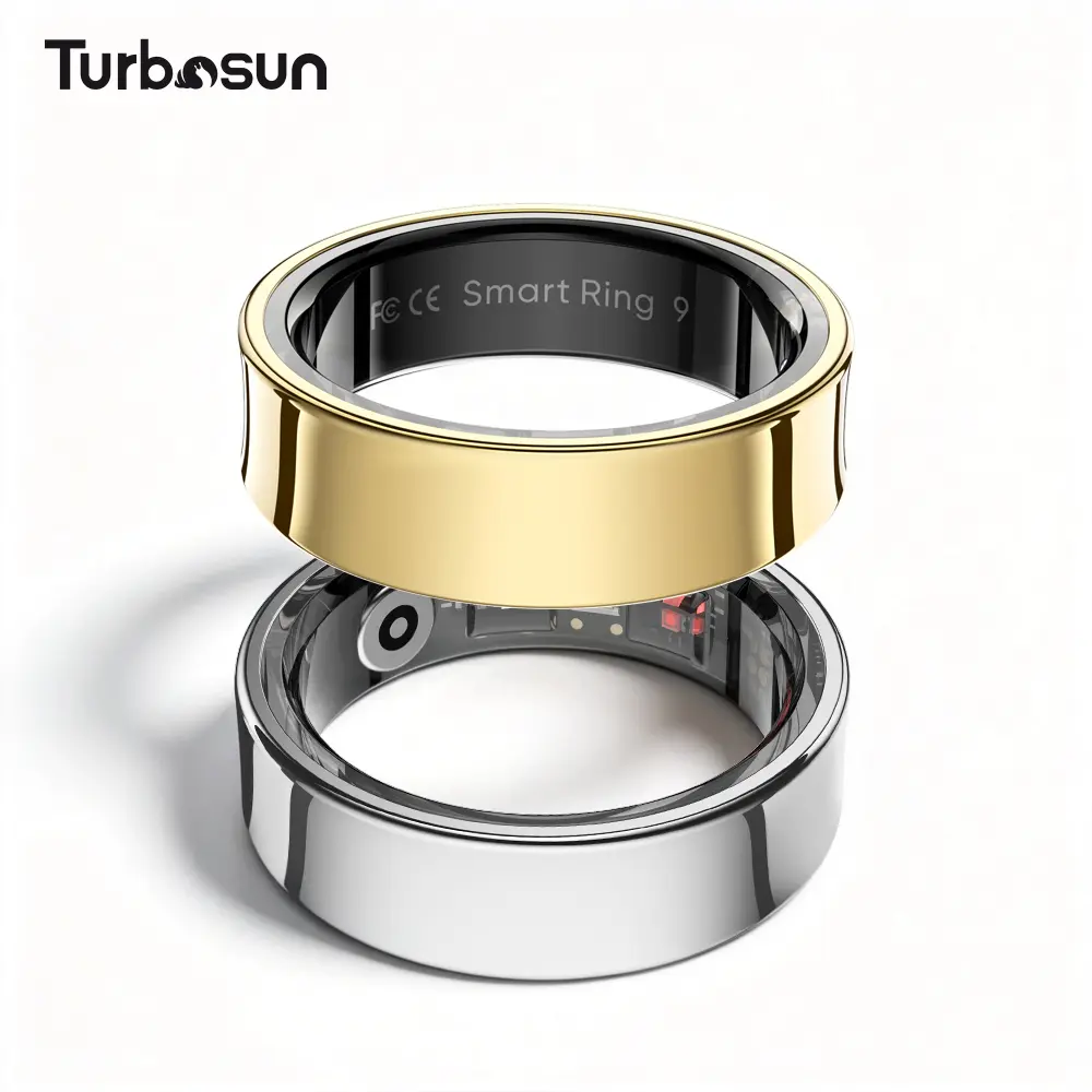 Turbosun Smart Ring Health Monitor with Temperature Heart Rate Calories Sleep Cycle StressTracking 5ATM Waterproof Perfect Gift for Men Women