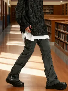 Men's Casual Fashion Solid Color Pants, Adjustable Drawstring Waist, All Seasons Wear, Daily and Back-To-School, Multifunctional Stylish Item, Casual Fitted Trousers