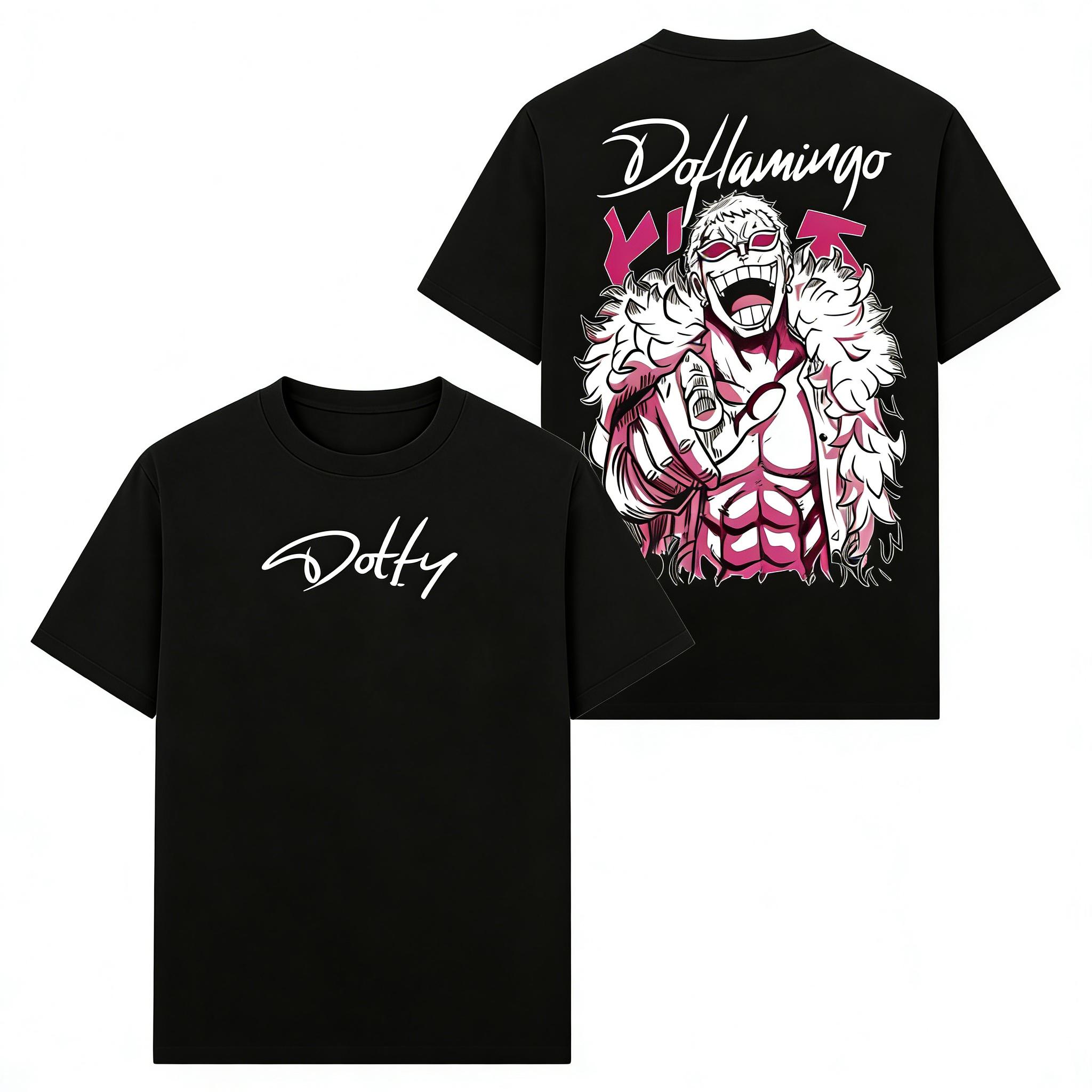 Doflamingo Retro Washed Oversized T-Shirt, Anime Retro Washed Acid Washed Heavyweight Pure Cotton Oversized Printed T-Shirt, Anime Streetwear, Retro Unisex Soft Pure Cotton Clothing